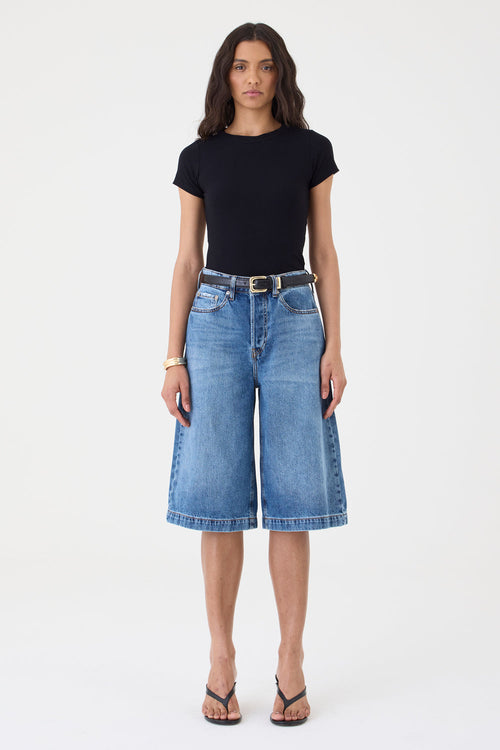 Jorts Sara Barra Larga – Jeans Escuro